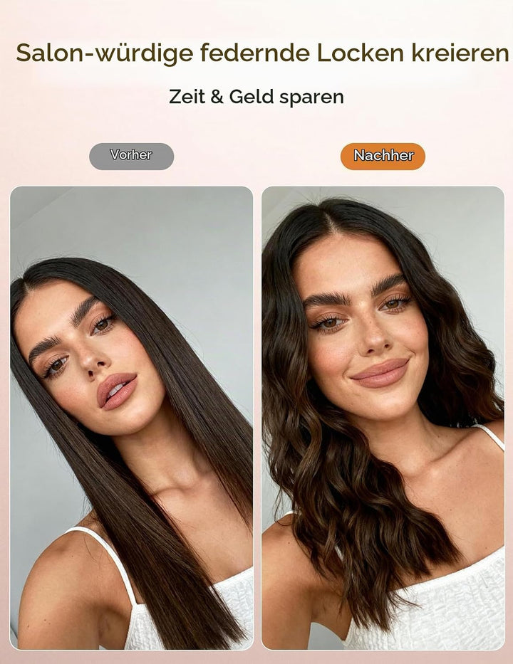 LANDOT 25mm Automatischer Rotierender Lockenstab - Für Beach Waves und Natürliche Locken, mit 8 Temp