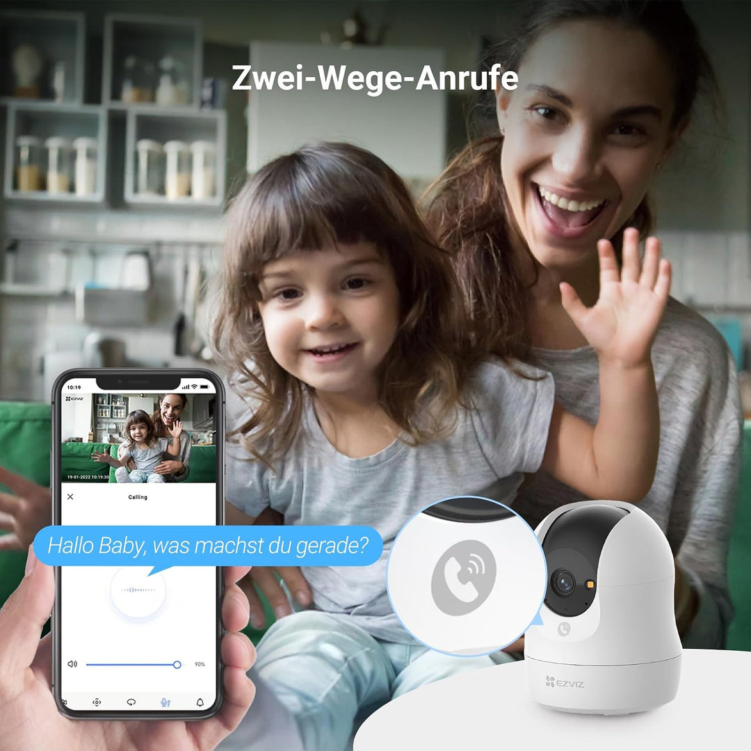 EZVIZ C6N G1 4K 8MP Überwachungskamera Innen, 2,4/5 GHz WLAN Baby Kamera, 360° PTZ, Auto-Zoom-Track,