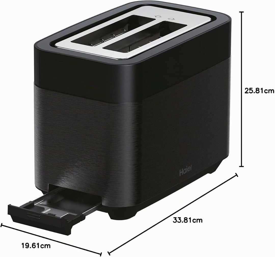 Haier Toaster aus Edelstahl, 2 Scheiben, 1150W I Extra tiefe Schlitze &amp; Hebegriff zum Anheben gegen