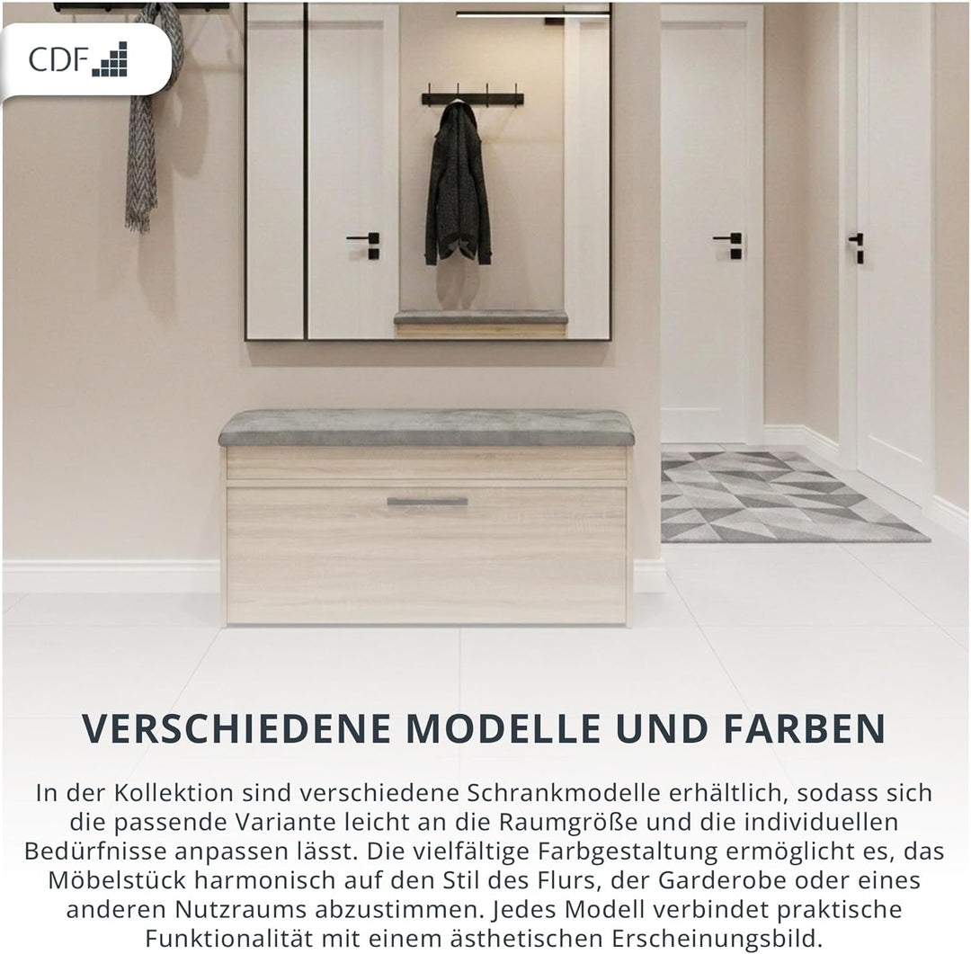 CDF Schuhschrank mit Sitzbank und Stauraum Flurbank Sitzkissen Schuhkommode Garderobenbank mit Kippt