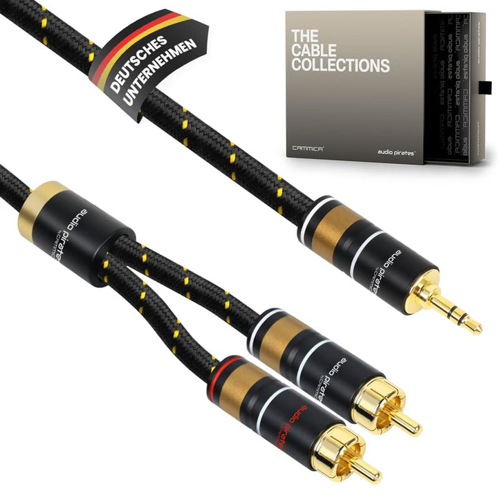 audio pirates by cammica Splitter Kabel 3,5 mm Klinke Stecker auf 2x RCA Clinch Stecker, RCA-Kabel,