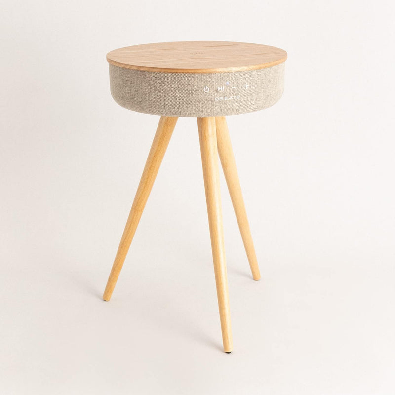 CREATE / Speaker Table/Tisch Lautsprecher aus Naturholz / Bluetooth und kabelloses Smartphone-Ladege