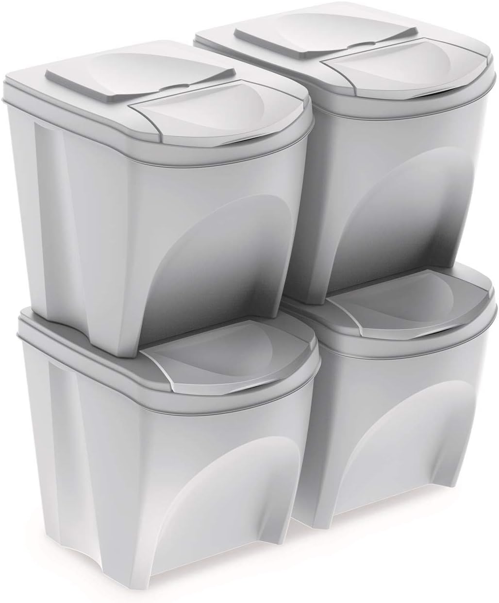 Sortibox 4er Set Mülleimer Abfalleimer Küche (80 Liter 4x25L) Papierkorb Behälter Abfallsammler Müll