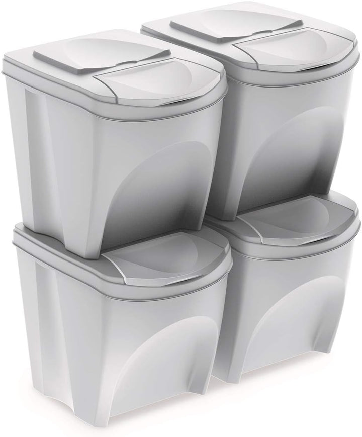 Sortibox 4er Set Mülleimer Abfalleimer Küche (80 Liter 4x25L) Papierkorb Behälter Abfallsammler Müll