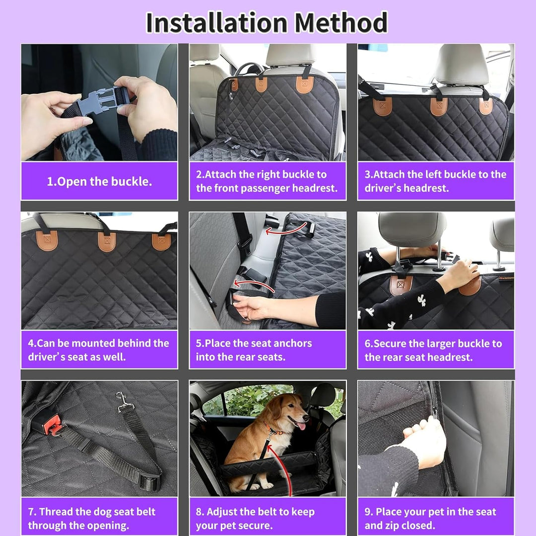 Autositz für Hunde, grosses Format, 73 x 53 x 53 cm – sicherer Hundekorb mit 4 Gurten – faltbar, was