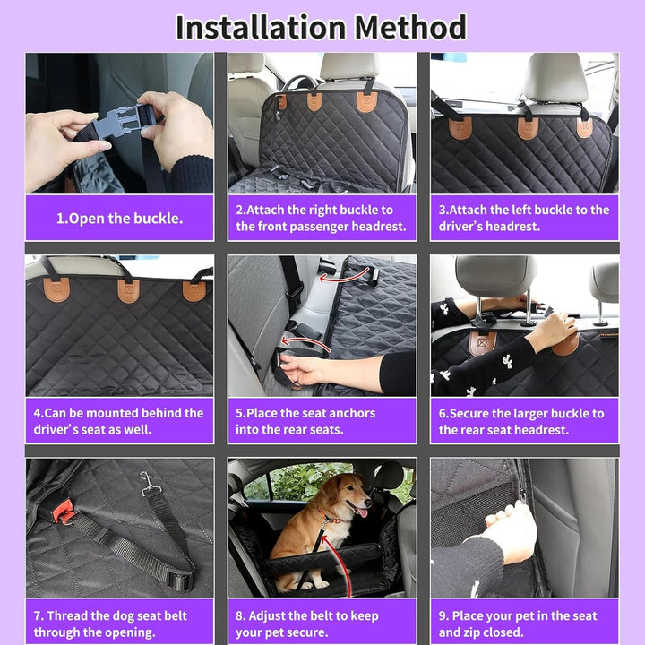 Autositz für Hunde, grosses Format, 73 x 53 x 53 cm – sicherer Hundekorb mit 4 Gurten – faltbar, was