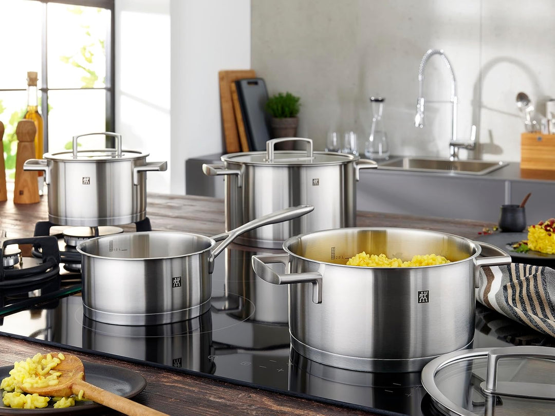 ZWILLING Vitality Kochtopf-Set mit Pfanne, 3-teilig, 1 Deckel, Induktionsgeeignet, Edelstahl, Silber