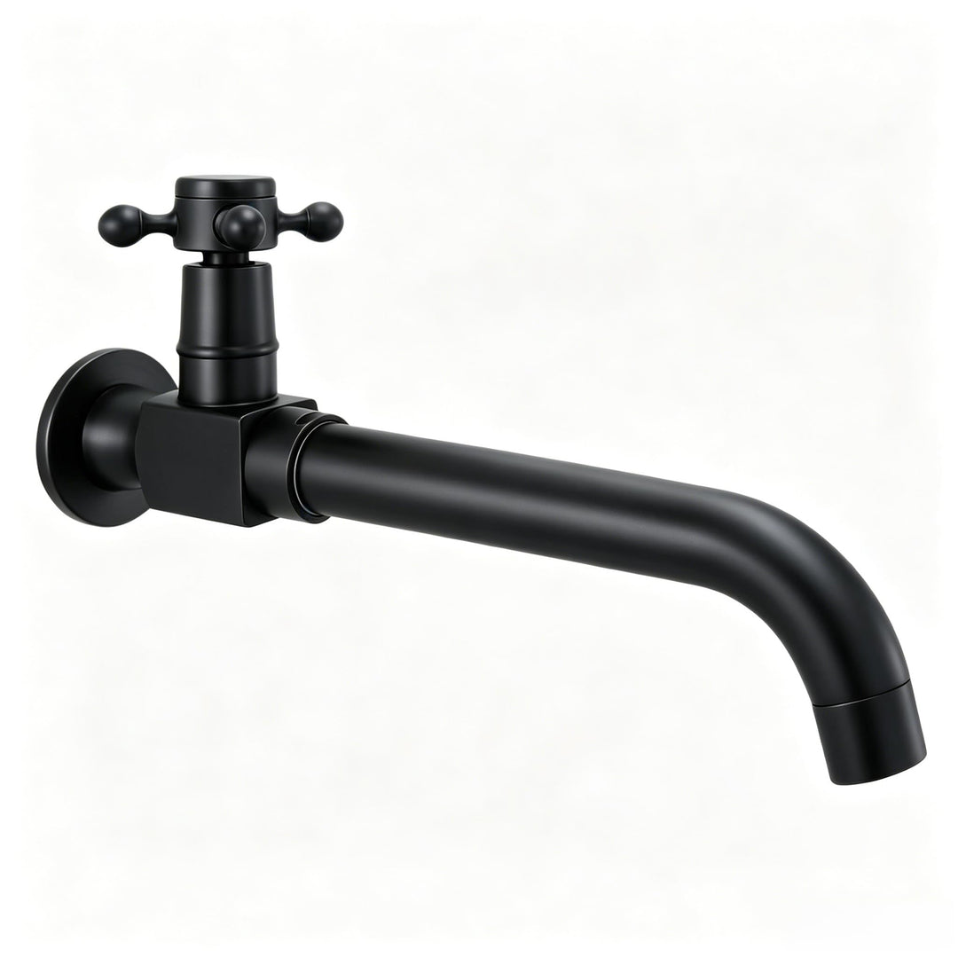 Kaltwasserhahn Wandmontage Schwarz 360° Schwenkbar 24 cm, Schwarz