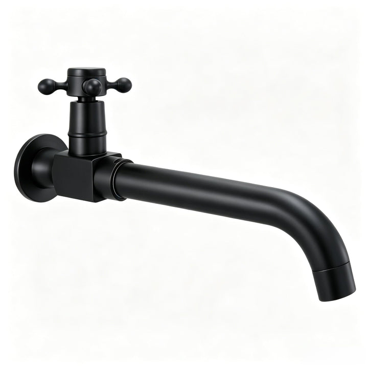 Kaltwasserhahn Wandmontage Schwarz 360° Schwenkbar 24 cm, Schwarz