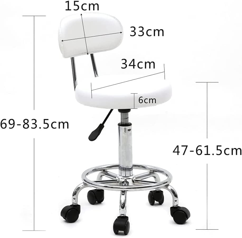 Ergonomischer Rollhocker mit Rückenlehne Arbeitshocker Drehhocker Rollhocker 360° drehbar Höhenverst