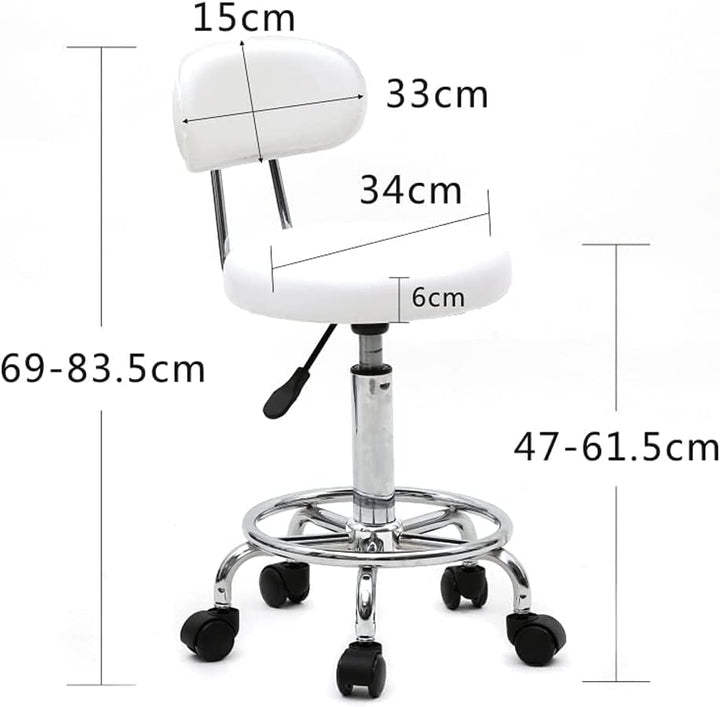 Ergonomischer Rollhocker mit Rückenlehne Arbeitshocker Drehhocker Rollhocker 360° drehbar Höhenverst