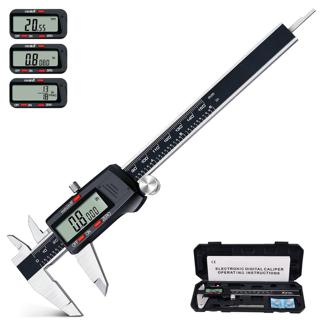 Kynup Messschieber Digital, 150mm / 6-Zoll Digitale Schieblehre Messgerät mit grossem LCD-Display fü