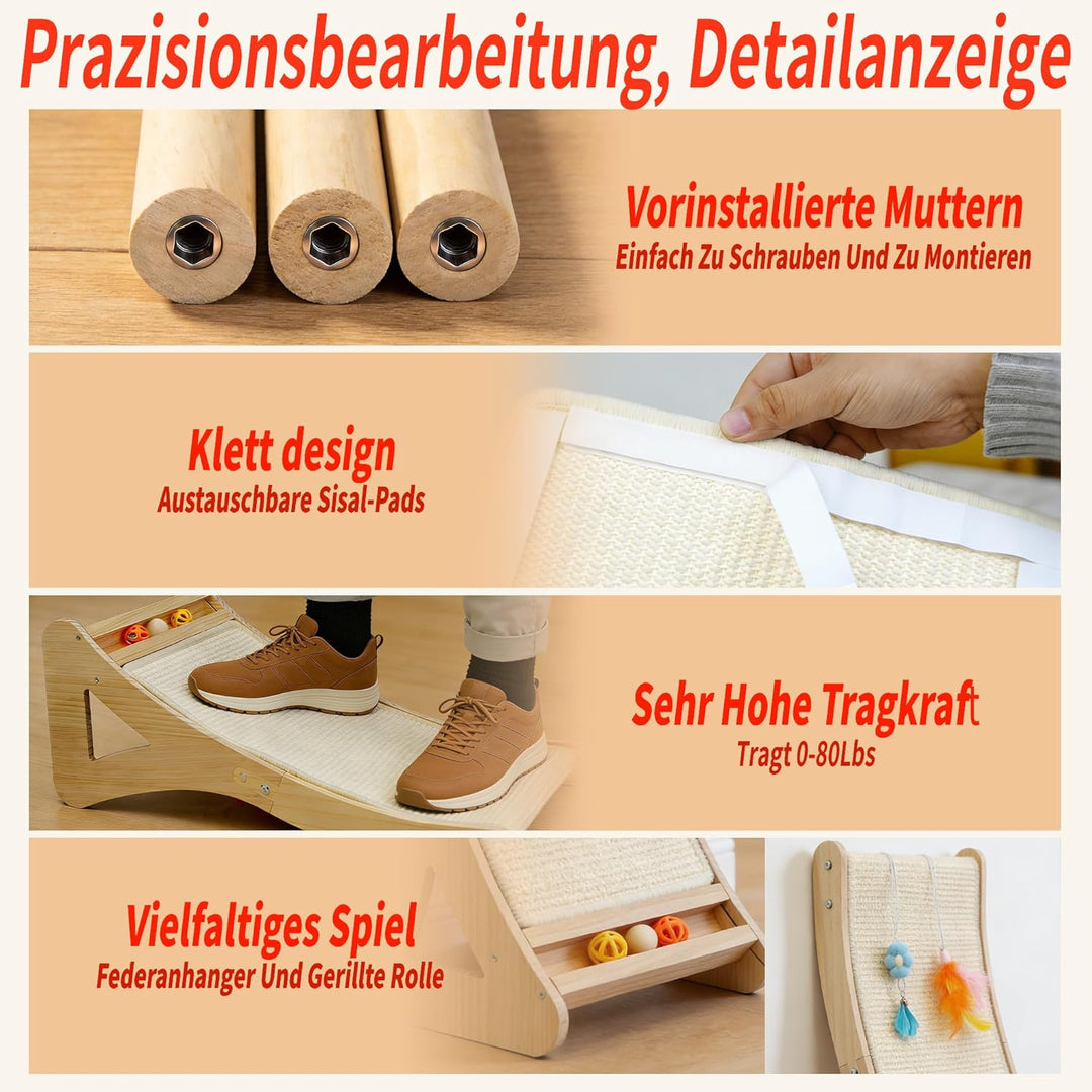 Katzen Kratzbrett Dual-Use Kratzpappe für Katzen Gross 63cm Gebogen Kratzmöbel Katze 100% Natürliche