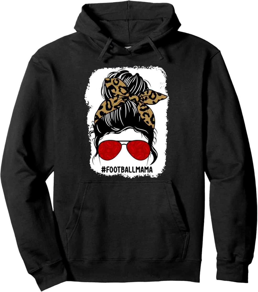 Gebleichter Fussball Mama Life Leopard Messy Bun Player Mom Pullover Hoodie