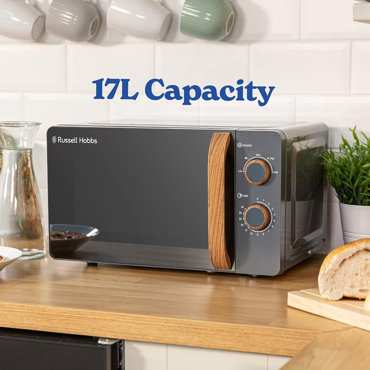Russell Hobbs RHMM713G Manuelle Mikrowelle im kompakten skandinavischen Stil, 5 Leistungsstufen, Gri