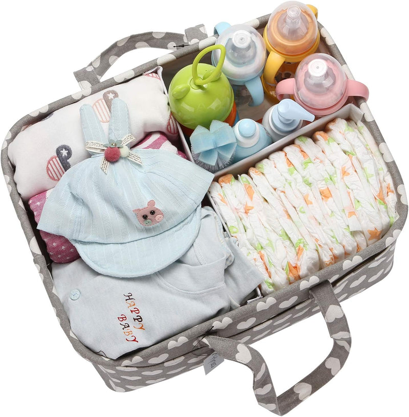 Hinwo Baby Windel Caddy 3-Compartment Infant Nursery Tote Aufbewahrungsbehälter Tragbare Organizer N