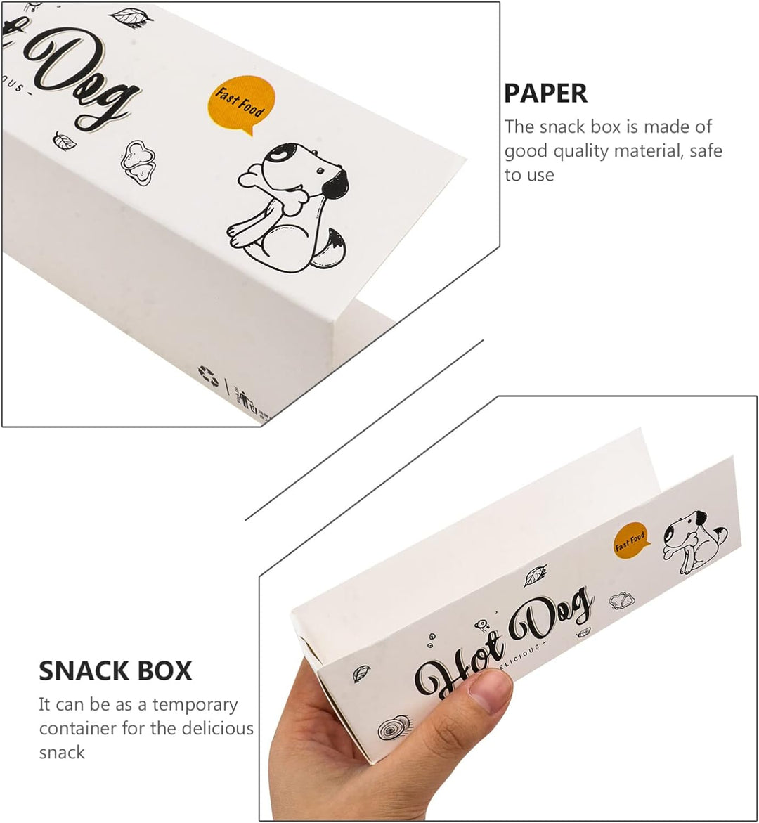 100 Stück Papier Hot Dog Tabletts Einweg-Papier-Futtertablett Snack-Behälter Box Hot Dog Papierhalte