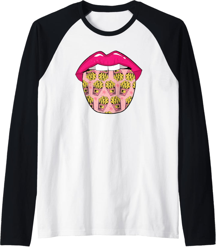 Pommes Frittes Zunge Kartoffel Frites - French Fries Fritten Raglan