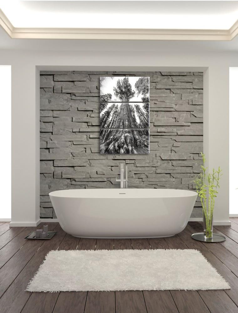 Pixxprint Mammutbaum im Regenwald als Leinwandbild - Grösse: 3-Teilig (120x80cm) - Wandbild - Kunstd