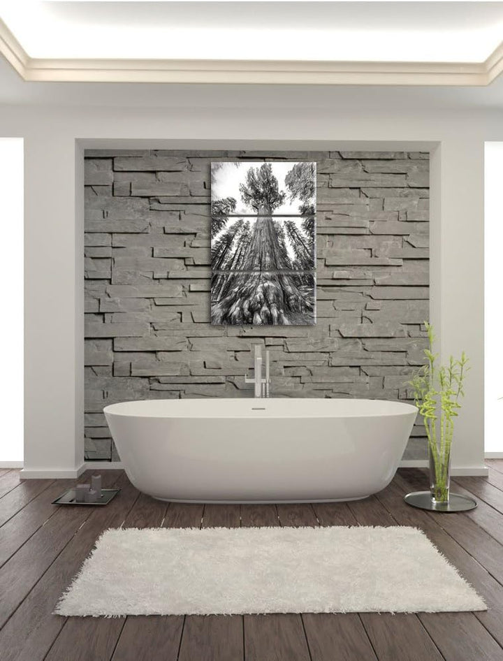 Pixxprint Mammutbaum im Regenwald als Leinwandbild - Grösse: 3-Teilig (120x80cm) - Wandbild - Kunstd