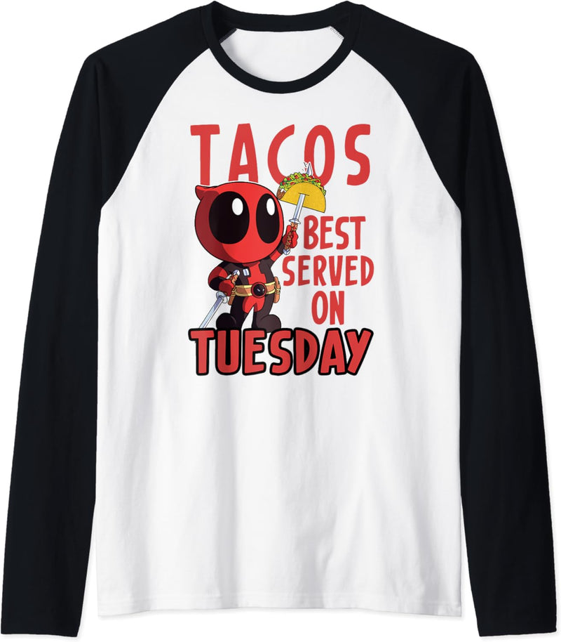 Marvel Deadpool Tacos Best On Tuesday Raglan