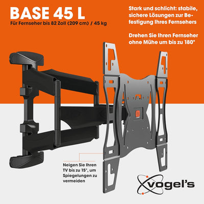 Vogel's BASE 45 L schwenkbare TV Wandhalterung für 40-80 Zoll Fernseher, max. 45 kg, bis zu 180° Sch