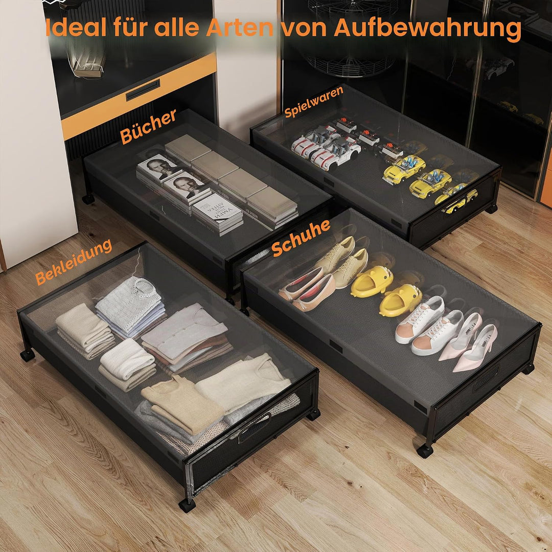 QUELIEN Unterbettkommode mit Rollen – Grosse rollende Unterbett-Aufbewahrungsbehälter und Schubladen