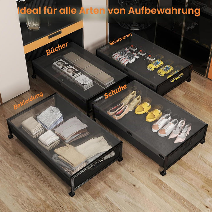 QUELIEN Unterbettkommode mit Rollen – Grosse rollende Unterbett-Aufbewahrungsbehälter und Schubladen