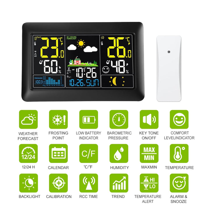 2025 Gross Wetterstation funk mit Aussensensor 7,5 Zoll VA-Display DCF Funkuhr, Grosses Farbdisplay