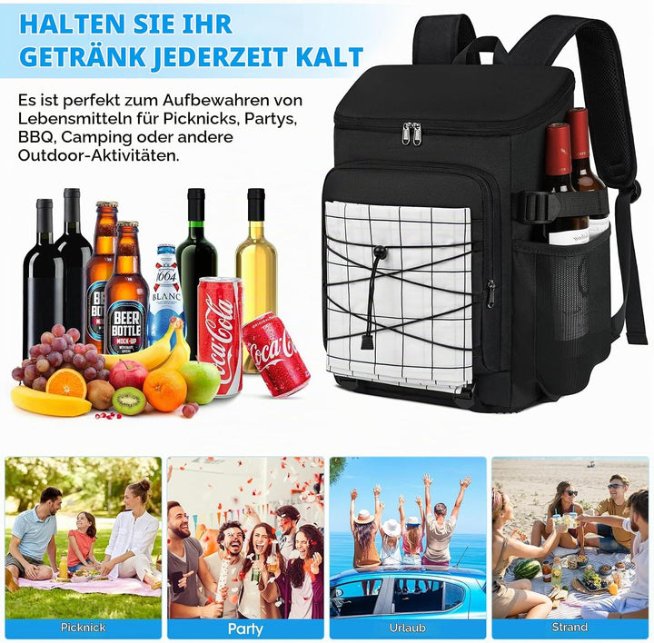 NUBILY Kühlrucksack 30L Wasserdichten Kühltasche Rucksack Gross Isolierte Kühltasche Thermo Lunchtas
