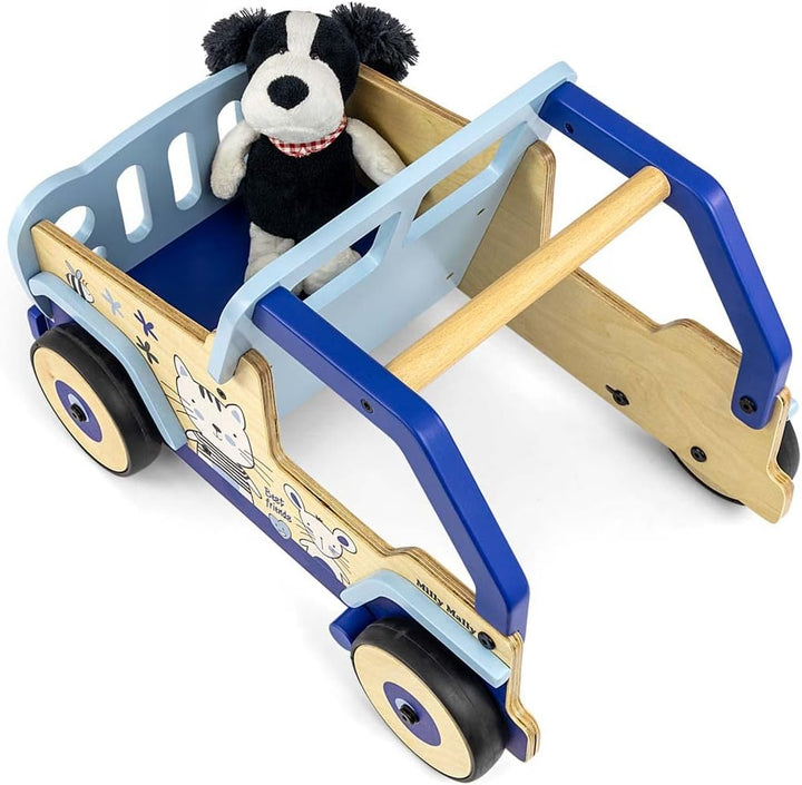 Milly Mally Explorer Kinder Lauflernwagen Holz Baby Push Pull Lauflernhilfe Spielzeug für 1-3 Jahre