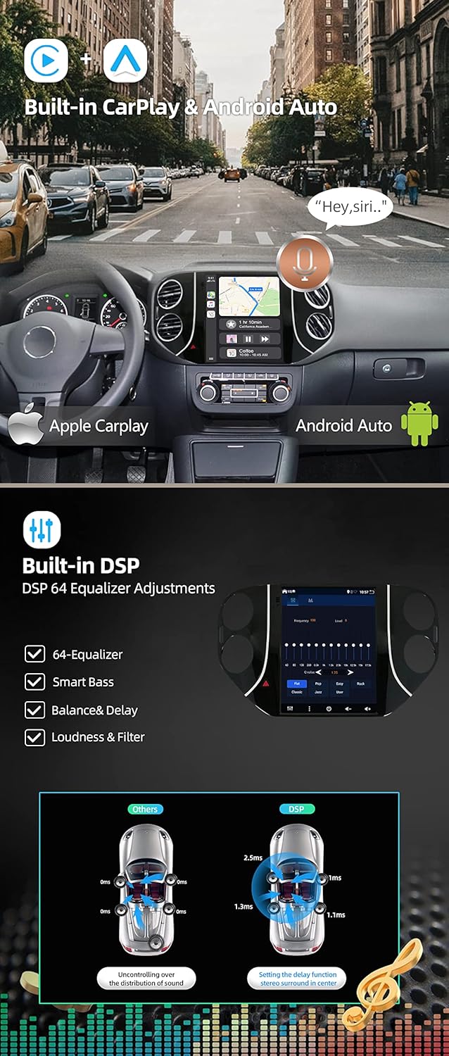 JOYX - 【6G+128G】 - Android 15 IPS Autoradio Passt für VW Tiguan (2010-2012) - Kabellos CarPlay/Andro