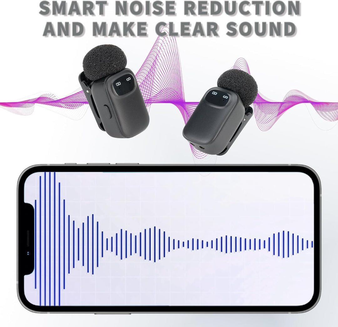 Mini Wireless Lavalier Mikrofon für iPhone/Android, Ansteckmikrofon mit Rauschunterdrückung, AI Voic