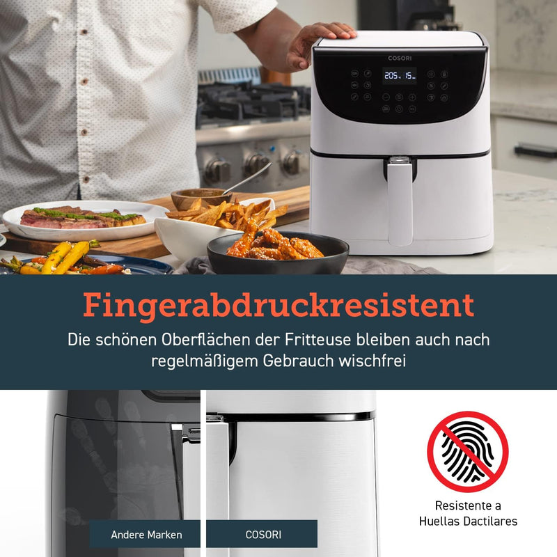 COSORI Heissluftfritteuse 5,5L XXL Weiss Friteuse Heissluft Fritteusen Air Fryer mit Digitalem LED-T