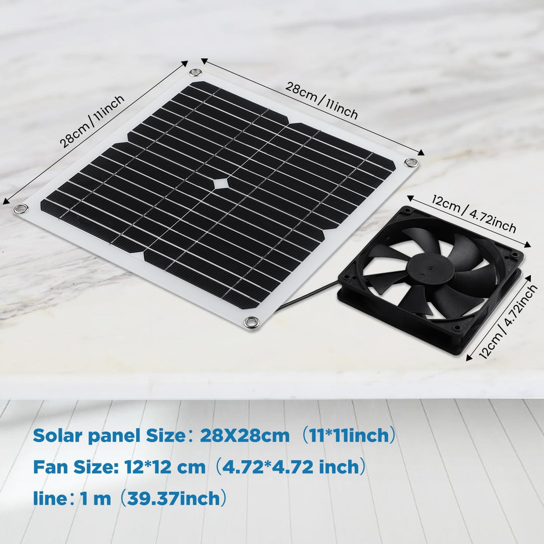 SUNYIMA Solarpanel Fan Kit, 12W wetterfest mit DC Fan für kleine Hühnerställe, Gewächshäuser, Schupp