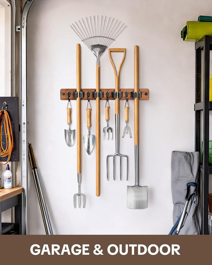 Lorbro 2 Stück Besenhalterung Wand, Wandhalterung Besen aus Holz, Besenhalter und Mopphalter mit 4 H