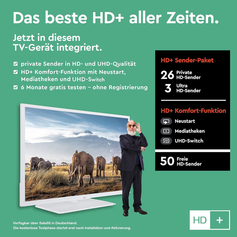 JVC LT-32VH5156W 32 Zoll Fernseher/Smart TV (HD Ready, HDR, Triple-Tuner, Bluetooth) - Inkl. 6 Monat