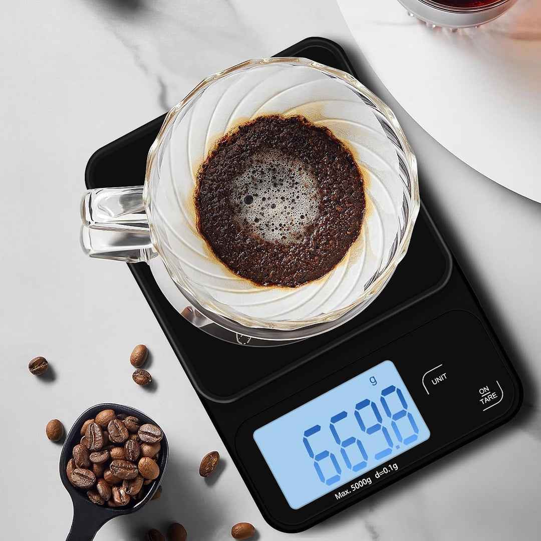 Elektronische Kaffeewaage, 5kg/0.1g Multifunktionale Küchenwaage Digital, Digitale Küchenwaagen Wand