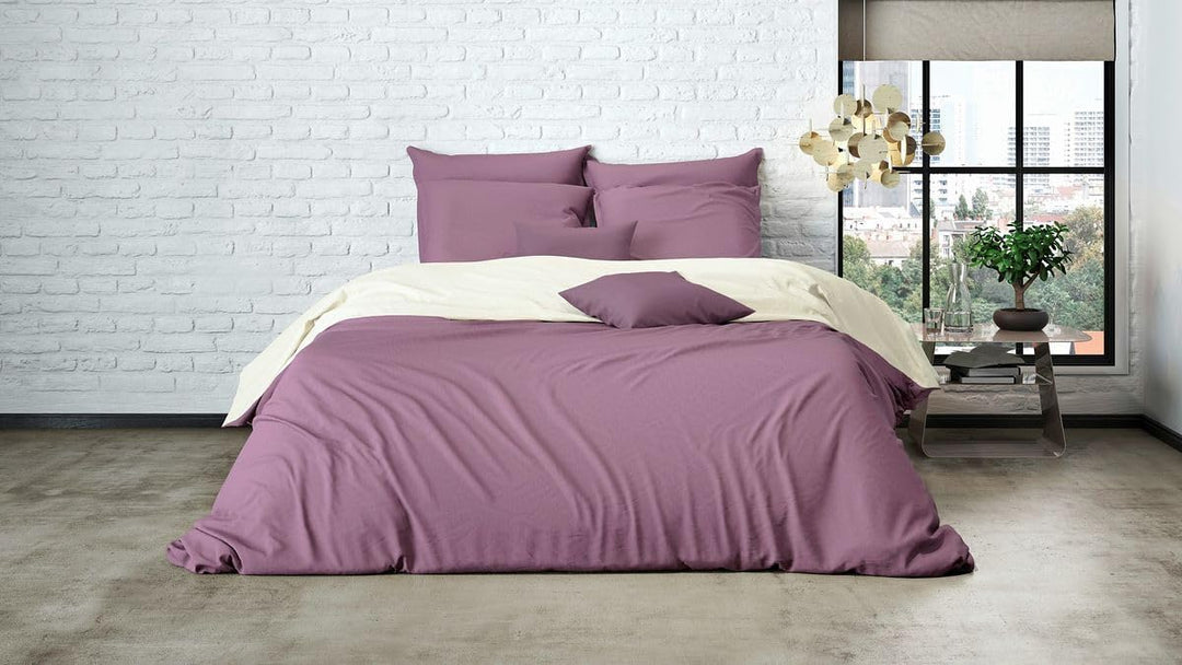MISTRAL HOME Uni Einfarbig Wende Bettwäsche Edel Perkal 100% Ägyptische Baumwolle, Farbe:Pristine-Li