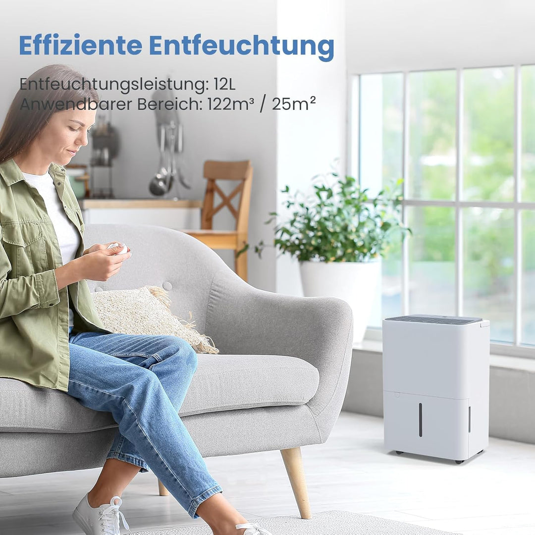 Newentor Luftentfeuchter Elektrisch 12L, Raumentfeuchter Elektrisch Leise 35dB, Entfeuchter Elektris