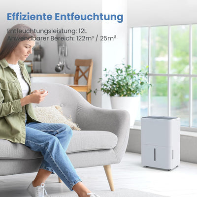 Newentor Bdpt. 12L Luftentfeuchter Elektrisch Keller 35dB, Entfeuchter Elektrisch Keller mit Ablaufs