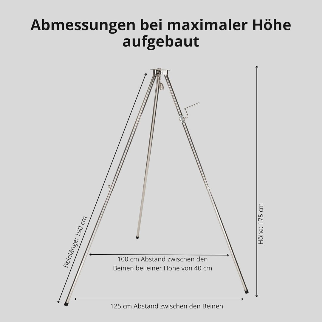 Edelstahl - Dreibein Schwenker Grillgestell & 80 cm Edelstahlrost
