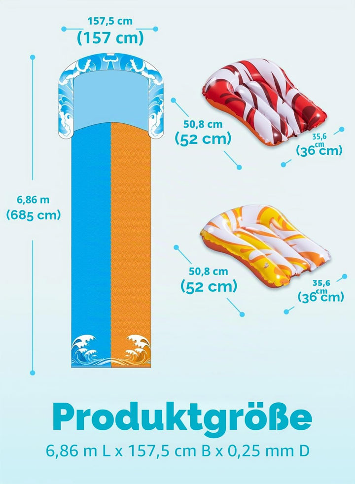 JOYIN 609 CMx 157 cm Slip and Slide Water Slide with 2 Bodyboards, Summer Toy with Build in Sprinkle