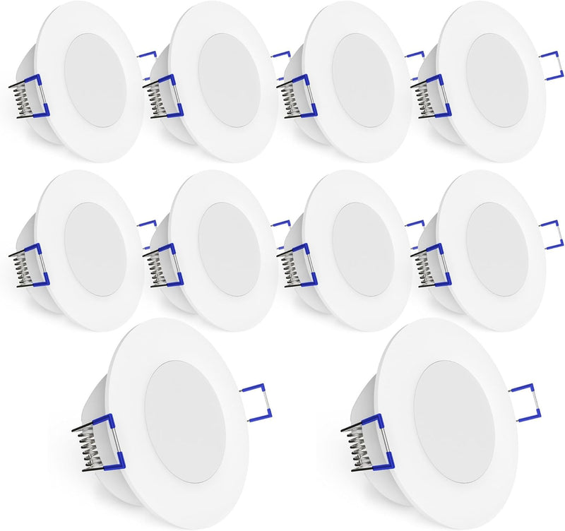 linovum WEEVO IP44 LED Einbauleuchten 10er Set extra flach - Downlight in warmweiss 2700K 5W für Bad