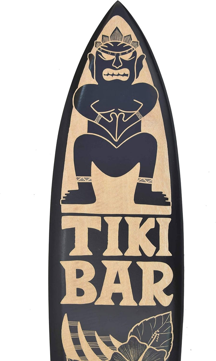 Interlifestyle Surfboard 100cm Tiki Bar Hawaii Deko Surfbrett aus Hartholzschwarz
