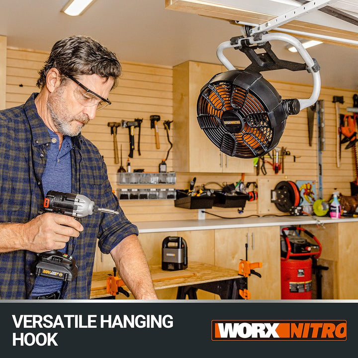 WORX NITRO 18V (20V MAX) Akku-Baustellenlüfter WX095, PowerShare, max. 6 Stunden Betriebszeit, 2 Ges