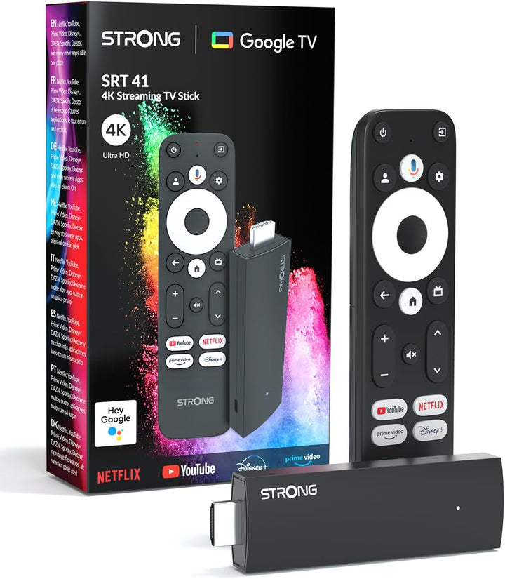 STRONG SRT41 | TV Stick | 4K UHD Stick | HDMI | Google TV | Google Play Store | Netflix | Prime Vide