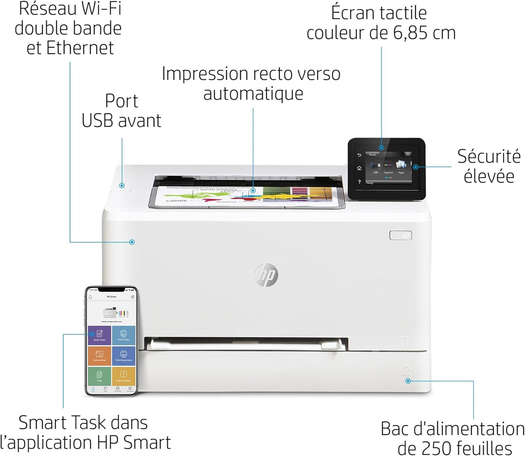 HP Color LaserJet Pro M255dw Farblaserdrucker (Laserdrucker, WLAN, LAN, Duplex, Airprint) weiss Dupl