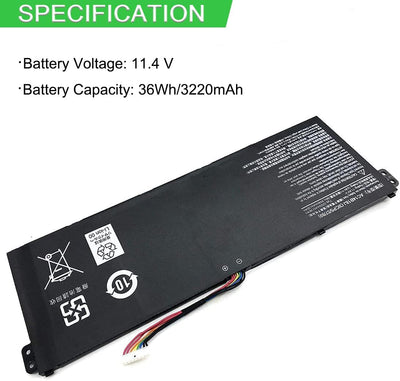 XITAIAN 11.4V 36Wh 3220mAh AC14B18J 4ICP5/57/80 Ersatz Laptop Akku für Acer Chromebook 11 B115-M B11