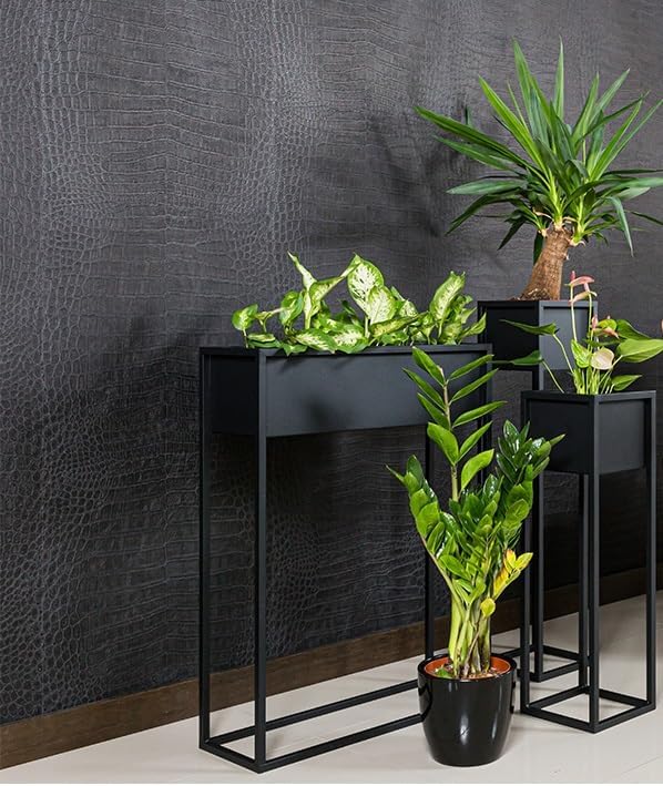 Pflanzenständer Reno - 21x21x70cm - Farbe Schwarz - für Zimmerblumen - Metallregal - Dekorativer Tis
